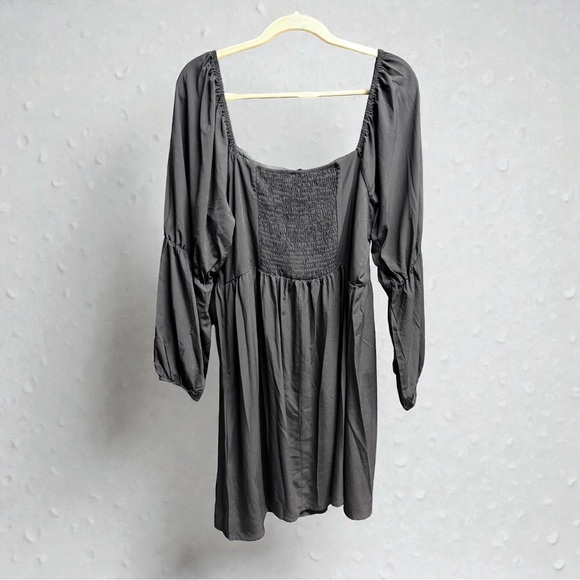 PrettyGarden Black Smocked Babydoll Dress XXL Lantern Sleeve Fit Flare - Picture 13 of 16